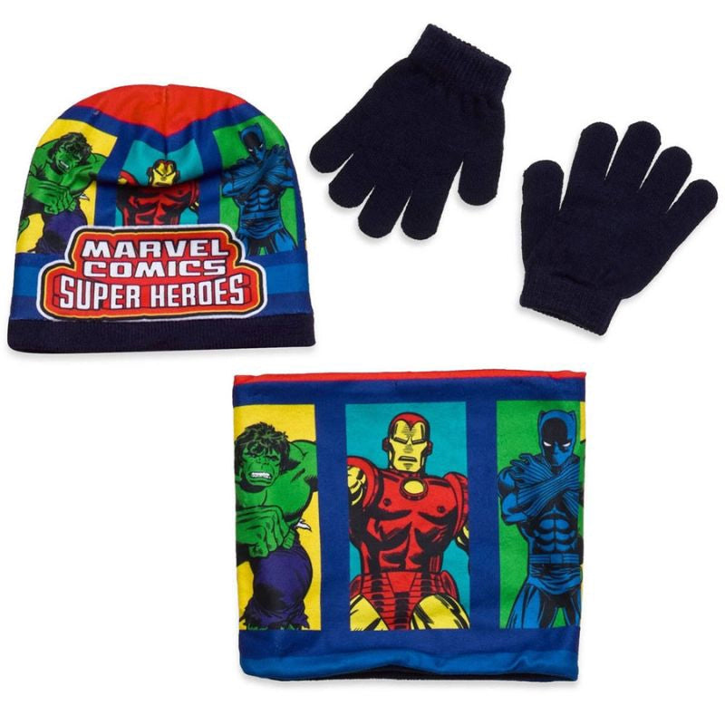 Pack infantil Gorro, Bragas y Guantes los Vengadores - Azul