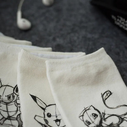 Calcetines Tobilleros Pokémon - Caja de 5 Pares con Estampado Vintage